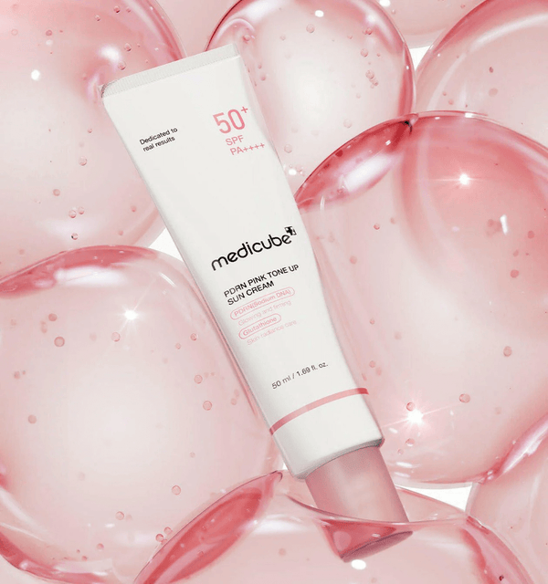 medicube PDRN Pink Tone Up Sun Cream 50ml - detaliu textură K-Beauty | SkinCare Korea