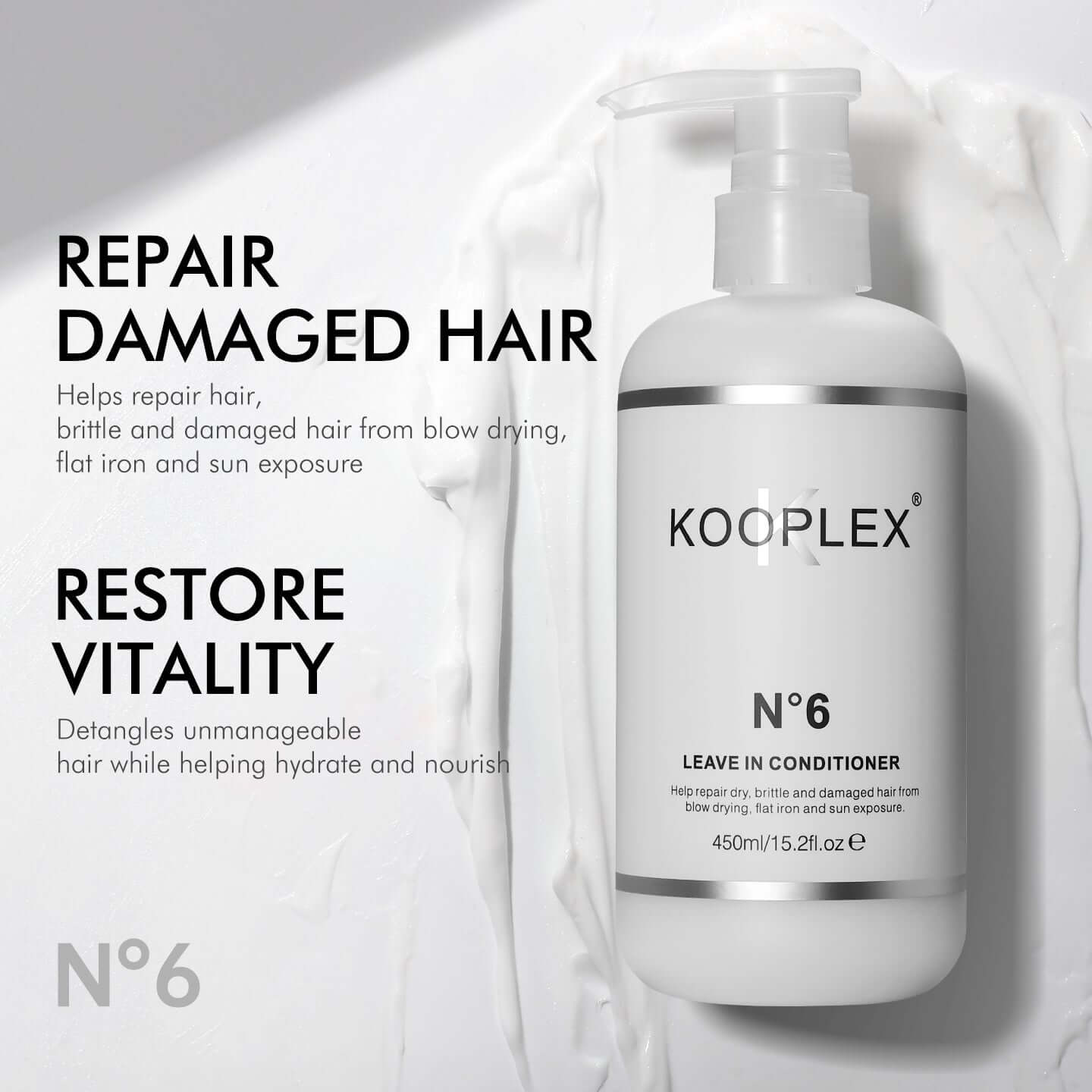 KOOPLEX No.6 Leave in Conditioner, 450ml - detaliu textură K-Beauty | SkinCare Korea