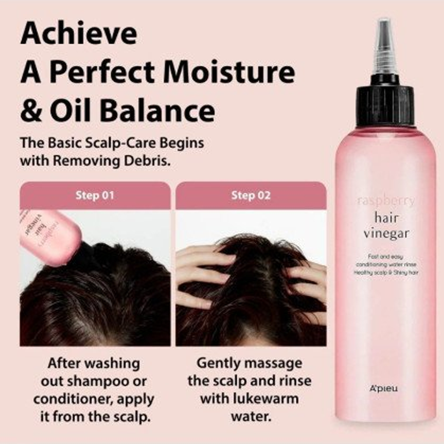 A'PIEU Raspberry Hair Vinegar 200ml - ingrediente și beneficii K-Beauty | SkinCare Korea