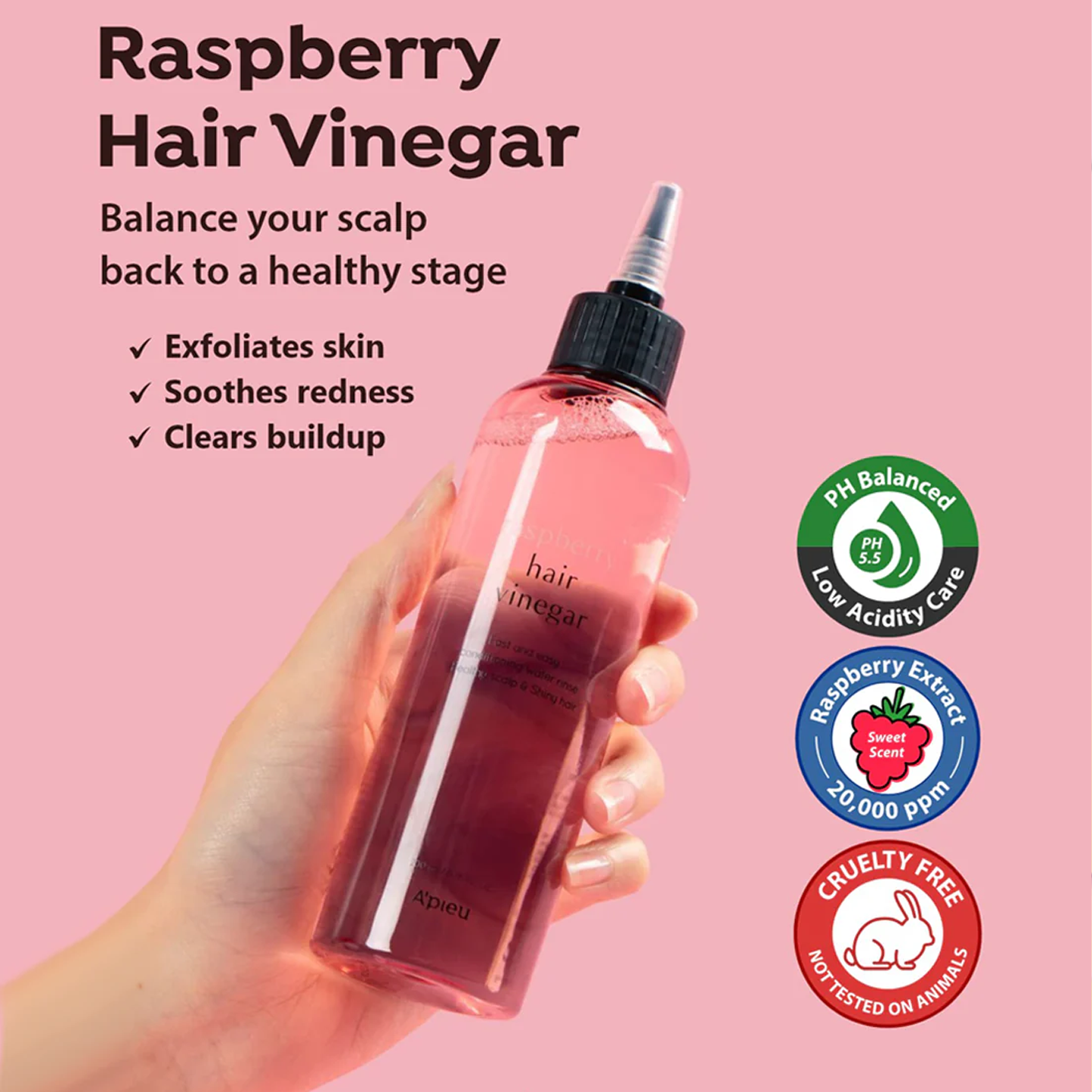 A'PIEU Raspberry Vinegar Hair Shampoo, 500ml - ingrediente și beneficii K-Beauty | SkinCare Korea