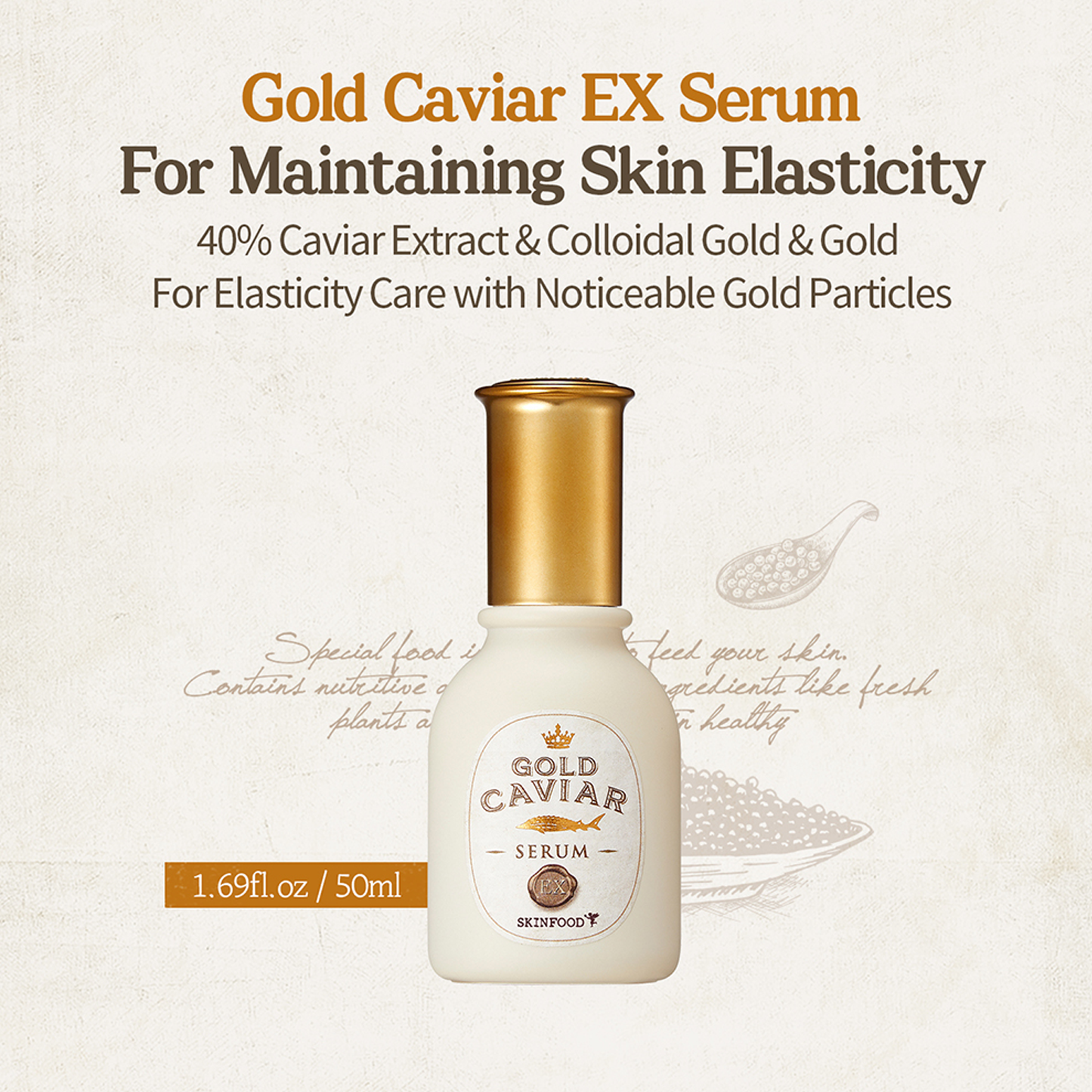 SKINFOOD Gold Caviar EX Serum, 50ml - ingrediente și beneficii K-Beauty | SkinCare Korea