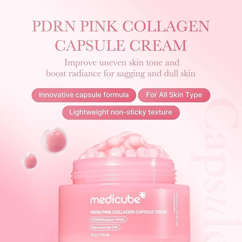 medicube PDRN Pink Collagen Capsule Cream 55g - ingrediente și beneficii K-Beauty | SkinCare Korea