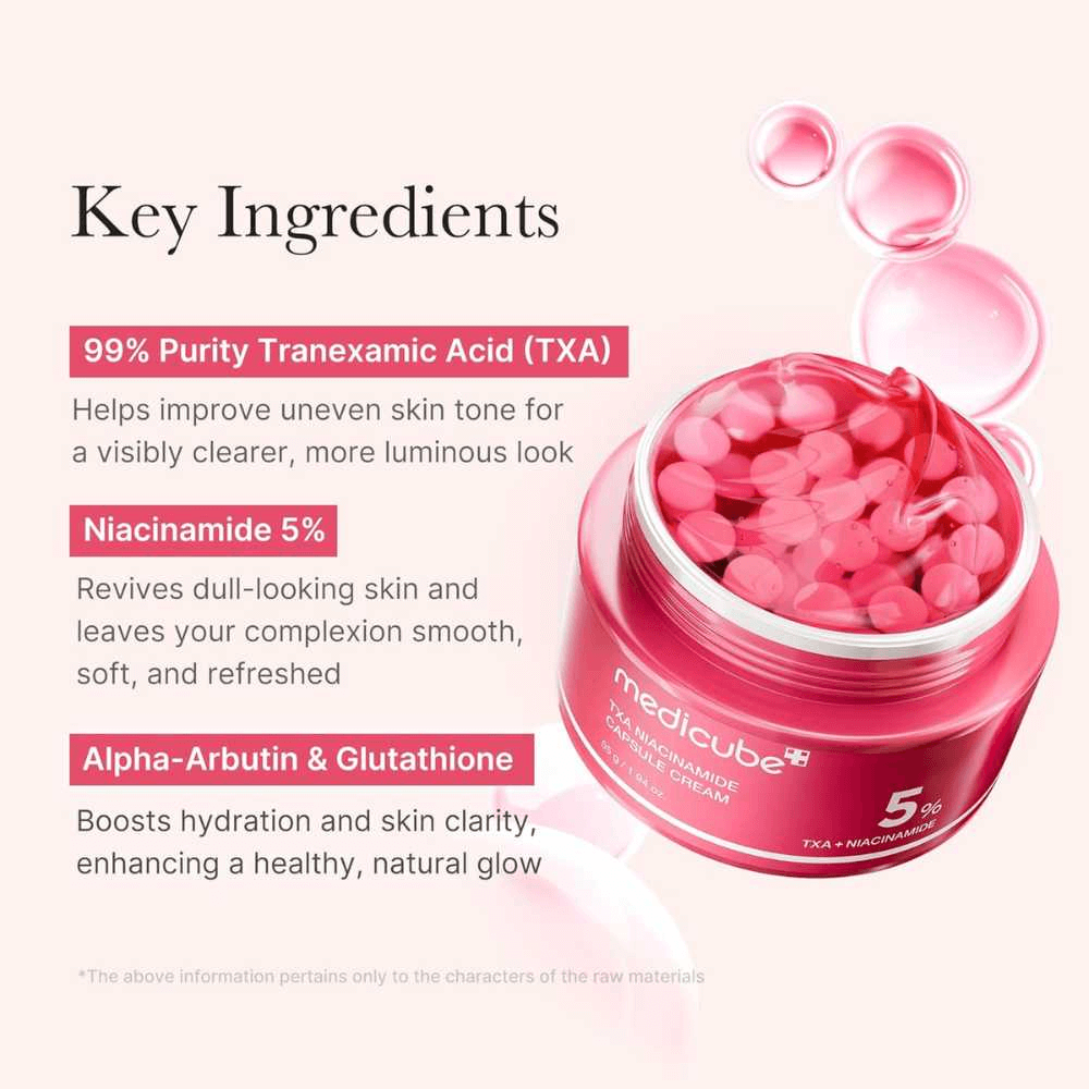 medicube TXA Niacinamide Capsule Cream - ingrediente și beneficii K-Beauty | SkinCare Korea