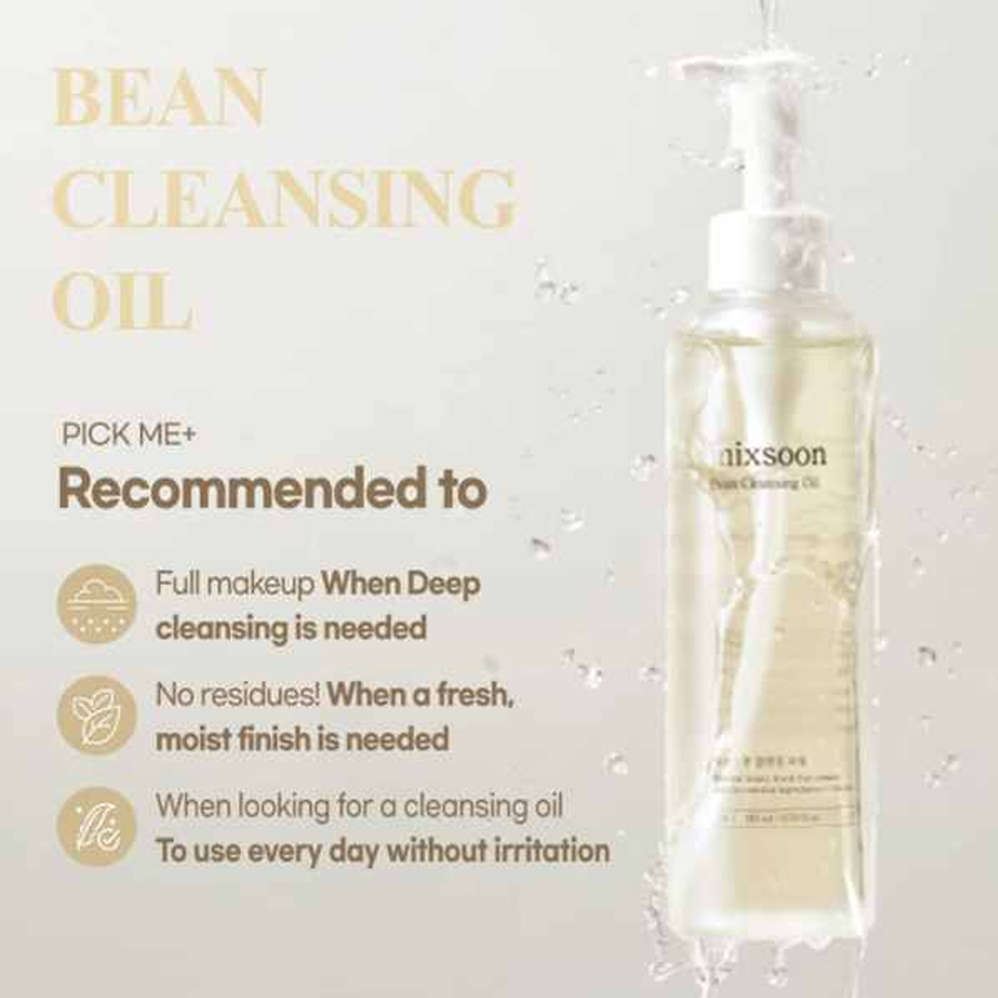 mixsoon Bean Cleansing Oil, 195ml - detaliu textură K-Beauty | SkinCare Korea