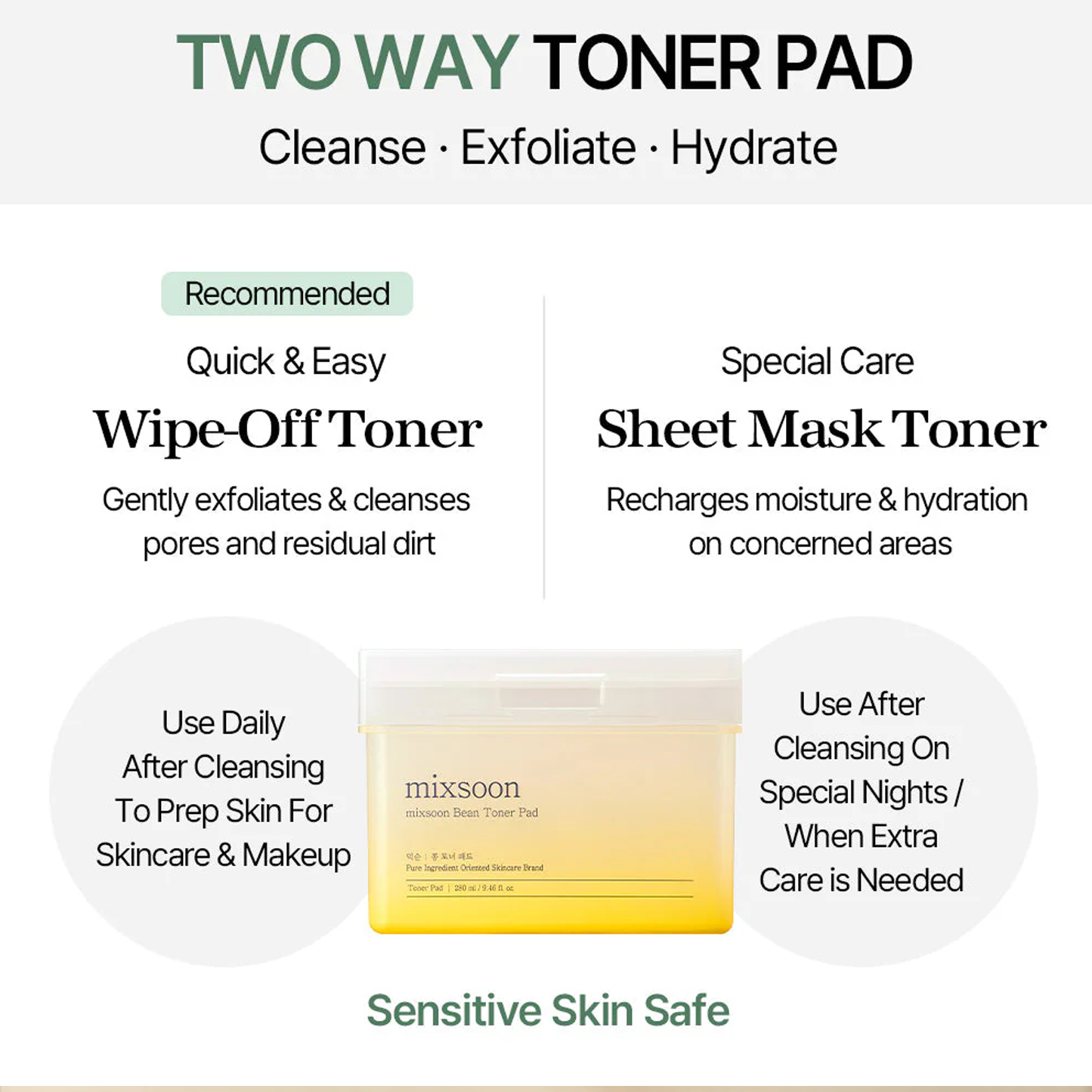 mixsoon Bean Toner Pad, 70pad - detaliu textură K-Beauty | SkinCare Korea